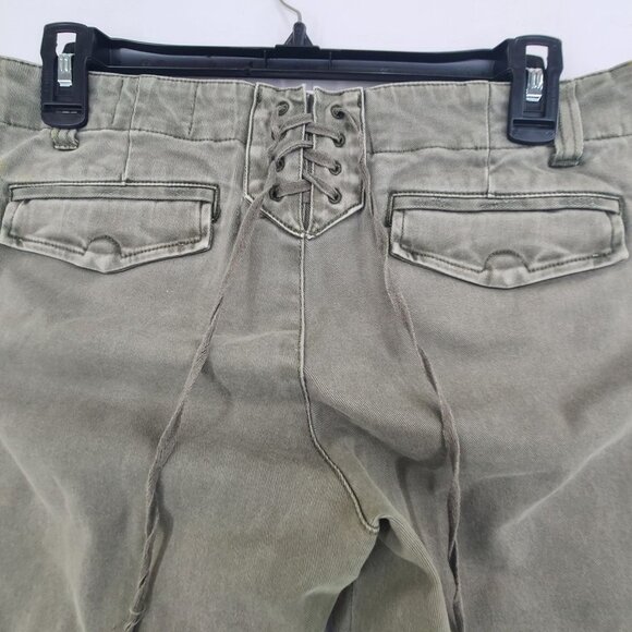 Pam & Gela Militia  Uniform Side Stripe Step Hem cropped pants size 26 - Picture 10 of 11